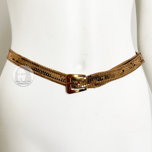 Whiting Davis Gold Metal Mesh Belt Vintage 70s Disco  Studio 54 Retro main image 4